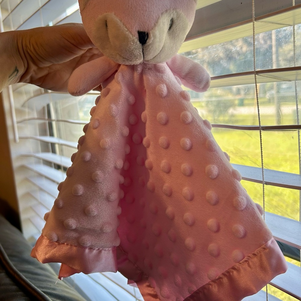 Small Pink Plush Animal Security Blanket